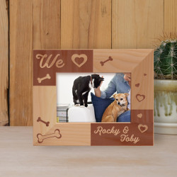 We Pet Personalized Wooden Frame-5" x 3 1/2" Brown Horizontal