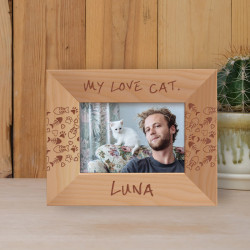 My Love Cat Personalized Wooden Frame-5" x 3 1/2" Brown Horizontal
