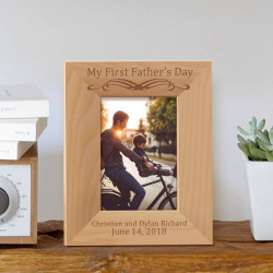 My First Father's Day Personalized Wooden Picture Frame 3 1/2" x 5" Finished (Frames)