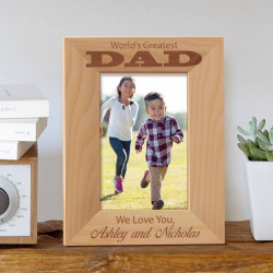 World's Greatest Dad Personalized Wooden Picture Frame 4" x 6" Finished (Frames)