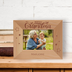 Perfect Grandma Personalized Wooden Frame-5" x 3 1/2" Brown Horizontal