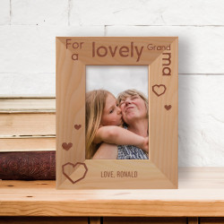 For A Lovely Grandma Personalized Wooden Frame 3 1/2" x 5" Brown (Vertical)