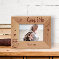 Best Grandma Personalized Wooden Frame-5" x 3 1/2" Brown Horizontal