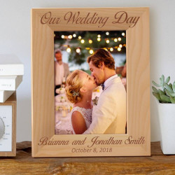 Our Wedding Day Personalized Wooden Picture Frame 5" x 7" Finished