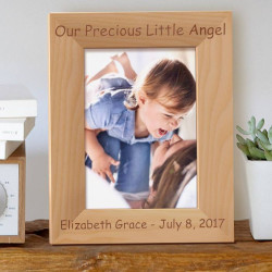 Our Precious Little Angel Personalized Wooden Picture Frame 5" x 7" Finished