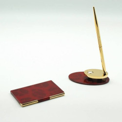 Personalized Card Case, Memo Holder and Pen Gift Set