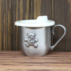 Cute Decorative Pewter Teddy Bear Baby Cup