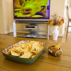 Chip/Dip Football Stadium With Separate Football Dip Ceramic