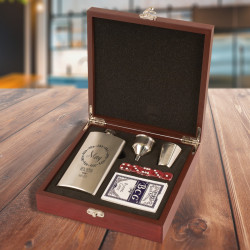 Personalized Birthday Flask Set, Custom Flask and Poker Set with Birth Month, Birthday Gift for Him