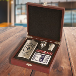 Customized Birthday Flask, Personalized Flask and Poker Set, Birthday Gift with Zodiac Sign