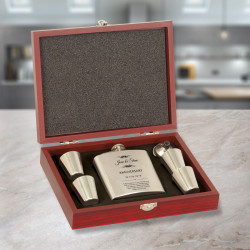 Personalized Anniversary Flask Set in Wood Box, Stainless Steel Flask, Anniversary Gifts for Boyfriend
