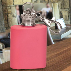 Personalized Stainless Steel 1 Oz Pink Flask With Keychain