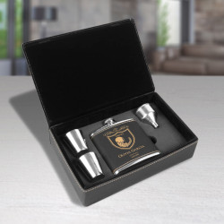 Personalized Birthday Flask, Black Leather Flask Gift Set 6 Oz, Zodiac Sign Gifts for Him