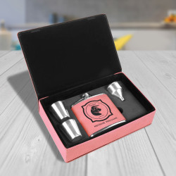 Personalized Birthday Flask for Women, Pink Leather Flask Set 6 Oz, Zodiac Sign Gifts for Her