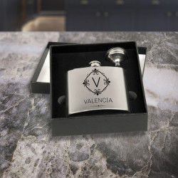 Personalized Stainless Steel Flask Set in Black Box, Custom Flask Set Gift