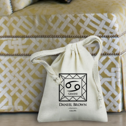Personalized Birthday Zodiac Signs Natural Cotton 3" x 4" Drawstring Favor Bag