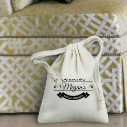 Personalized Bridal Shower Natural Cotton 3" x 4" Drawstring Favor Bag