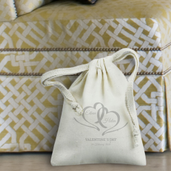 Personalized Valentine Natural Cotton 3" x 4" Drawstring Favor Bag