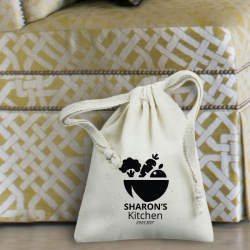 Personalized Kitchen Natural Cotton 3" x 4" Drawstring Favor Bag
