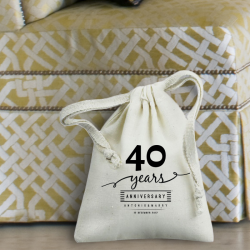 Personalized Anniversary Cotton 3" x 4" Drawstring Favor Bag