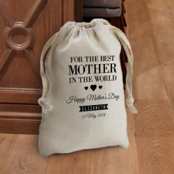 Personalized Mother's Day Natural Cotton 4" x 6" Drawstring Favor Bag