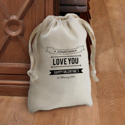 Personalized Valentine Natural Cotton 4" x 6" Drawstring Favor Bag