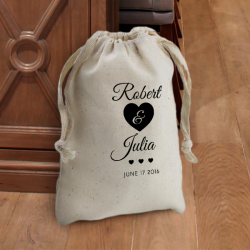 Personalized Wedding Natural Cotton 4" x 6" Drawstring Favor Bag