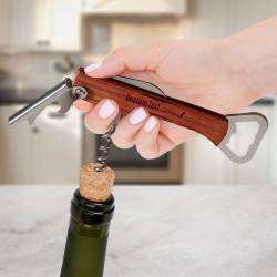 Personalized Wooden Bottle Opener and Wine Corkscrew