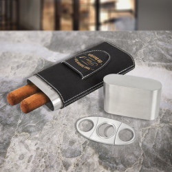 Personalized Leatherette Cigar Case with Cutter