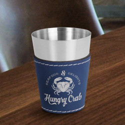 Personalized Leatherette & Stainless Steel Shot Glass 2 Oz