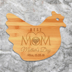 Personalized Mothers Day Cutting Board, Gifts for Mom, Bamboo Hen Shaped Cutting Board, Mother's Day Gifts Customized