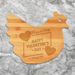 Personalized Valentine Cutting Board, Valentines Day Gifts for Her, Bamboo Hen Shaped Cutting Board, Valentine Gift