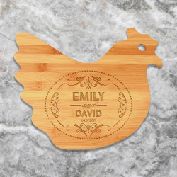 Wedding Cutting Board Personalized, Bamboo Hen Shaped Cutting Board, Custom Wedding Gifts for Her