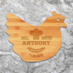 Personalized BBQ Cutting Board, Bamboo Hen Shaped Cutting Board, Custom Barbeque Gifts