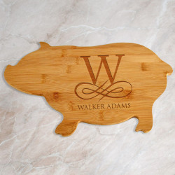 Personalized Bamboo Pig Shaped Cutting Board, Customized Pig Cutting Board