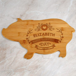 Valentines Day Cutting Board Personalized, Bamboo Pig Shaped Cutting Board, Valentines Gifts for Her
