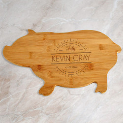 Personalized Cutting Board for Birthday, Bamboo Pig Shaped Cutting Board, Custom Birth Month Gift Ideas