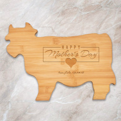 Cutting Boar for Mom Gift, Bamboo Cow Shaped Cutting Board, Personalized Mothers Day Gifts