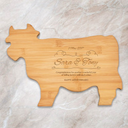 Personalized Cow Shaped Cutting Board, Anniversary Gifts for Couple, Anniversary Cutting Board
