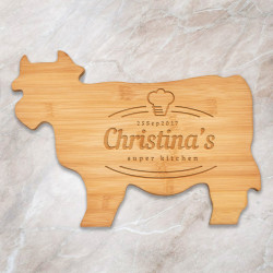 Custom Cutting Boards Wood Engraved, Kitchen Gifts for Dad, Personalized Cow Shaped Cutting Board, Kitchen Gifts for New Home