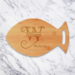 Personalized Bamboo Fish Shaped Cutting Board with Name