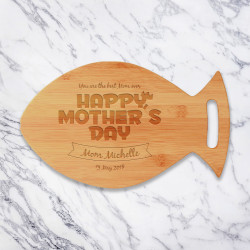Customized Mothers Day Cutting Board, Personalized Gifts for Mom, Fish Shaped Cutting Board, Happy Mother's Day Gifts