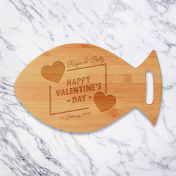 Personalized Valentines Day Cutting Board, Bamboo Fish Shaped Cutting Board, Valentines Gifts Customized