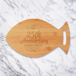 Personalized Anniversary Cutting Board, Bamboo Fish Shaped Cutting Board, Anniversary Gift Cutting Board