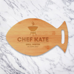 Personalized BBQ Cutting Boards, Bamboo Fish Shaped Cutting Board, Custom Barbeque Gifts