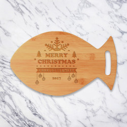 Personalized Christmas Chopping Board, Bamboo Fish Shaped Cutting Board, Customized Christmas Gifts