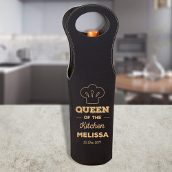 Personalized Kitchen Wine Bags, Leather Wine Bag, Kitchen Wine Gift Bags, Customized Kitchen Gifts