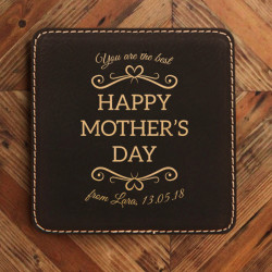 Personalized Mom Coasters for Drinks, Leather 6-Coaster Set for Mom, Happy Mothers Day Gifts
