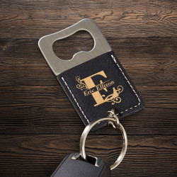Personalized Leatherette Bottle Opener Keychain with Name