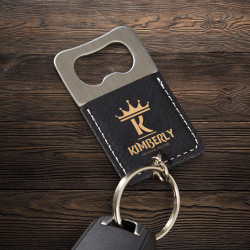 Personalized Leather Bottle Opener Keychain, Customized Bottle Opener